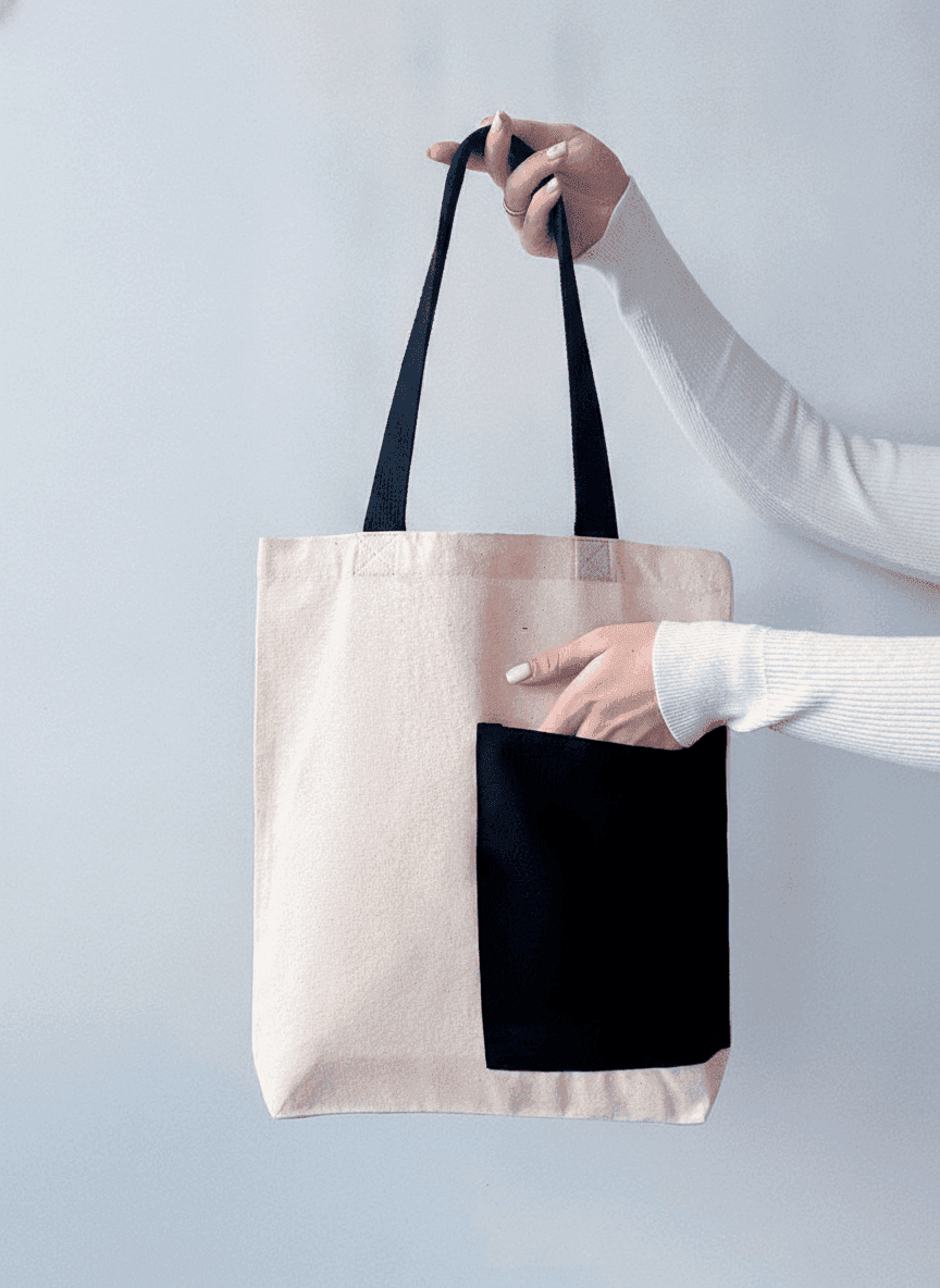 Light Beige Two-Ply Cotton Tote Bag