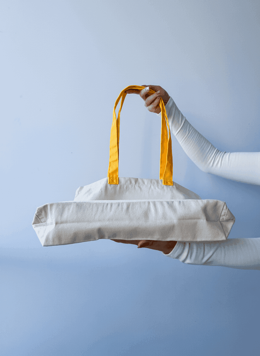 Шопер із бавовняної саржі з довгими ручками для покупок