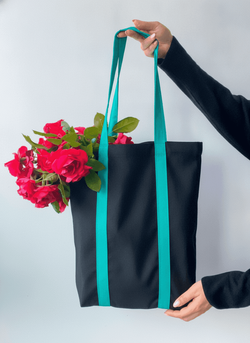 Twill Tote Bag with Snap Closure & Gusset