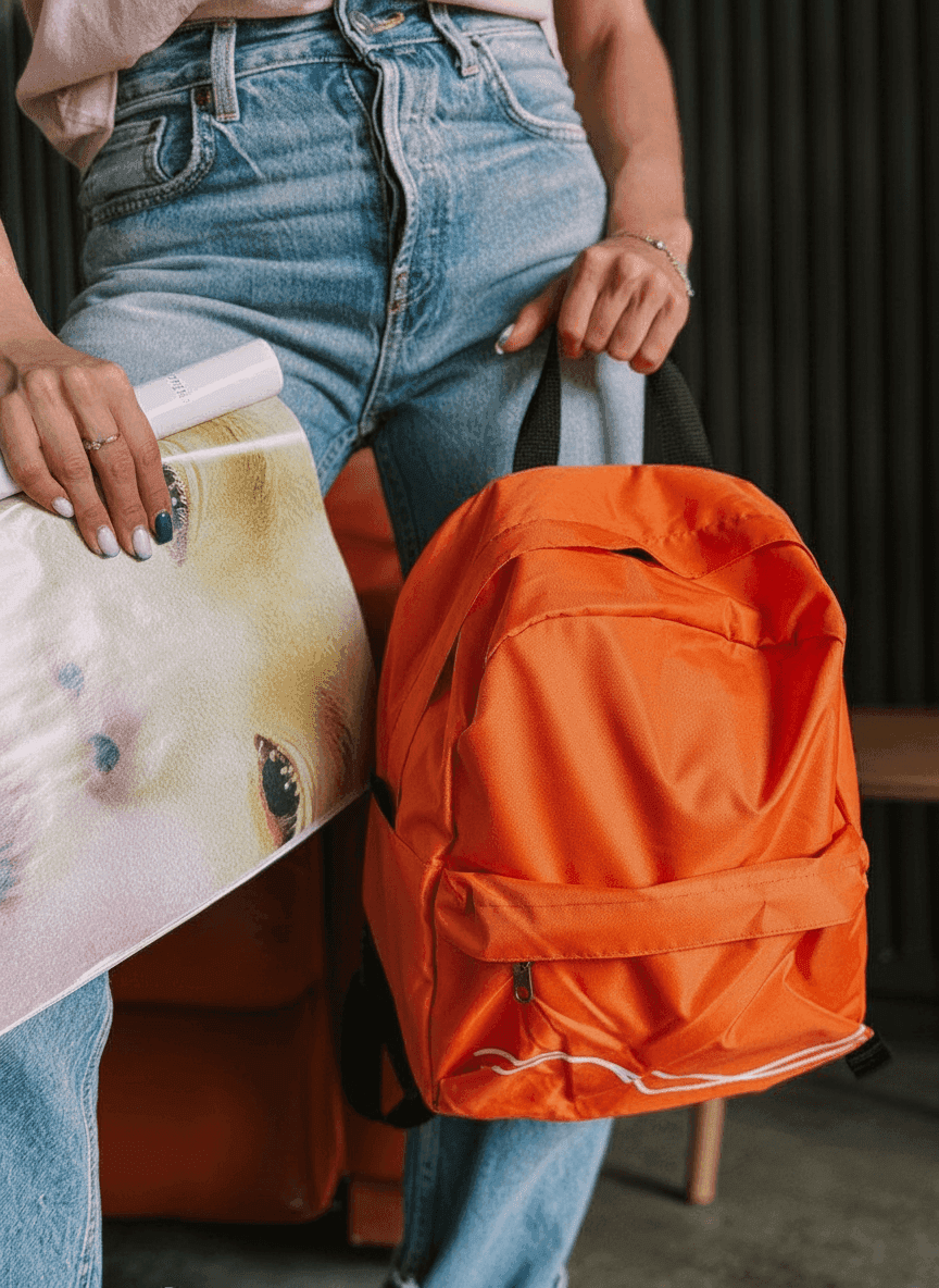 Orange Urban Backpack - Water-Repellent Raincoat Fabric