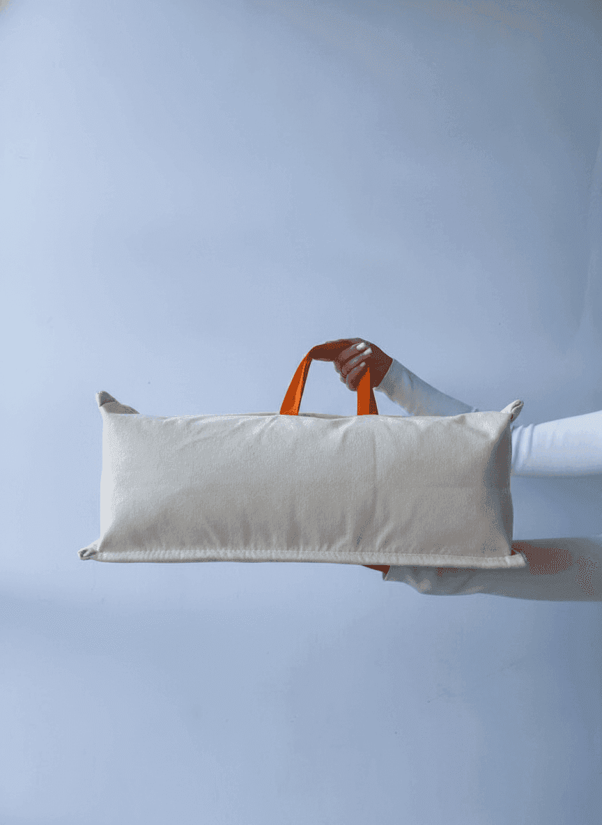 Twill Tote with Orange Handles & Metal Ring