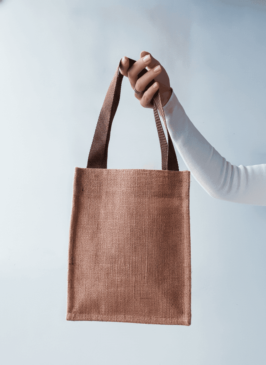 Brown Laminated Jute Tote Bag
