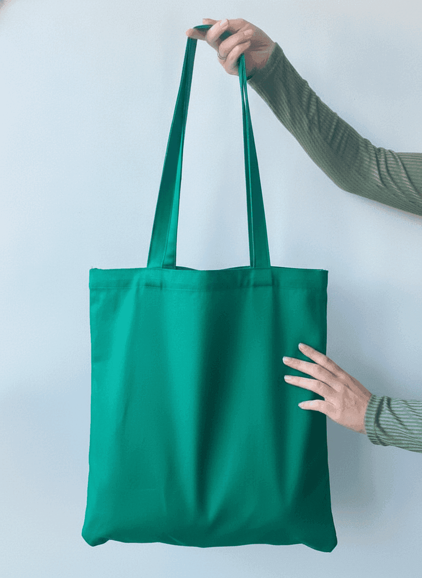 Green twill tote bag