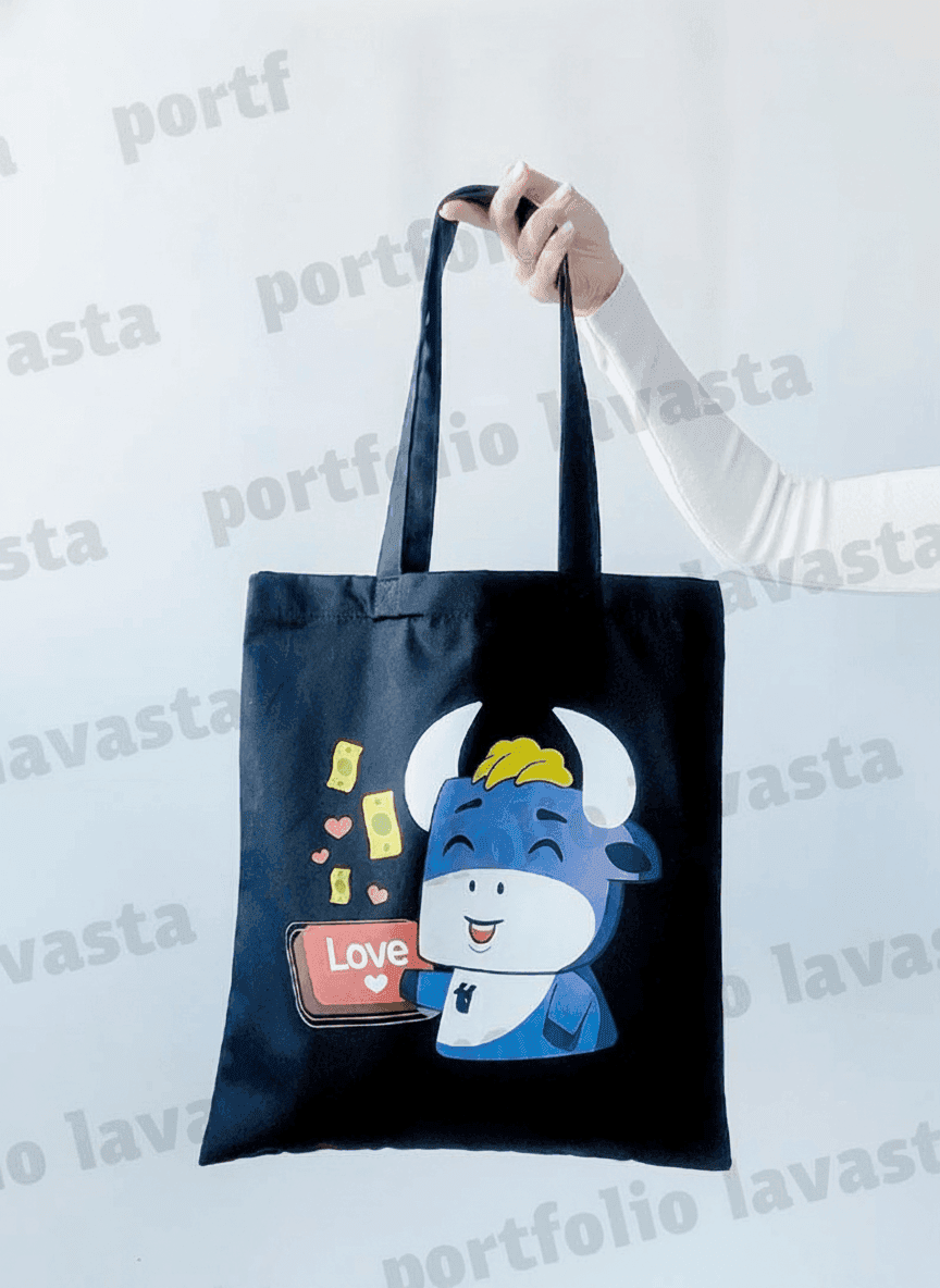 Black Natural Fabric Tote Bag