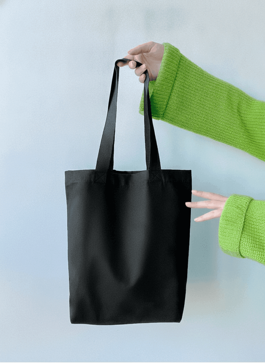 Black Heavyweight Cotton Tote Bag