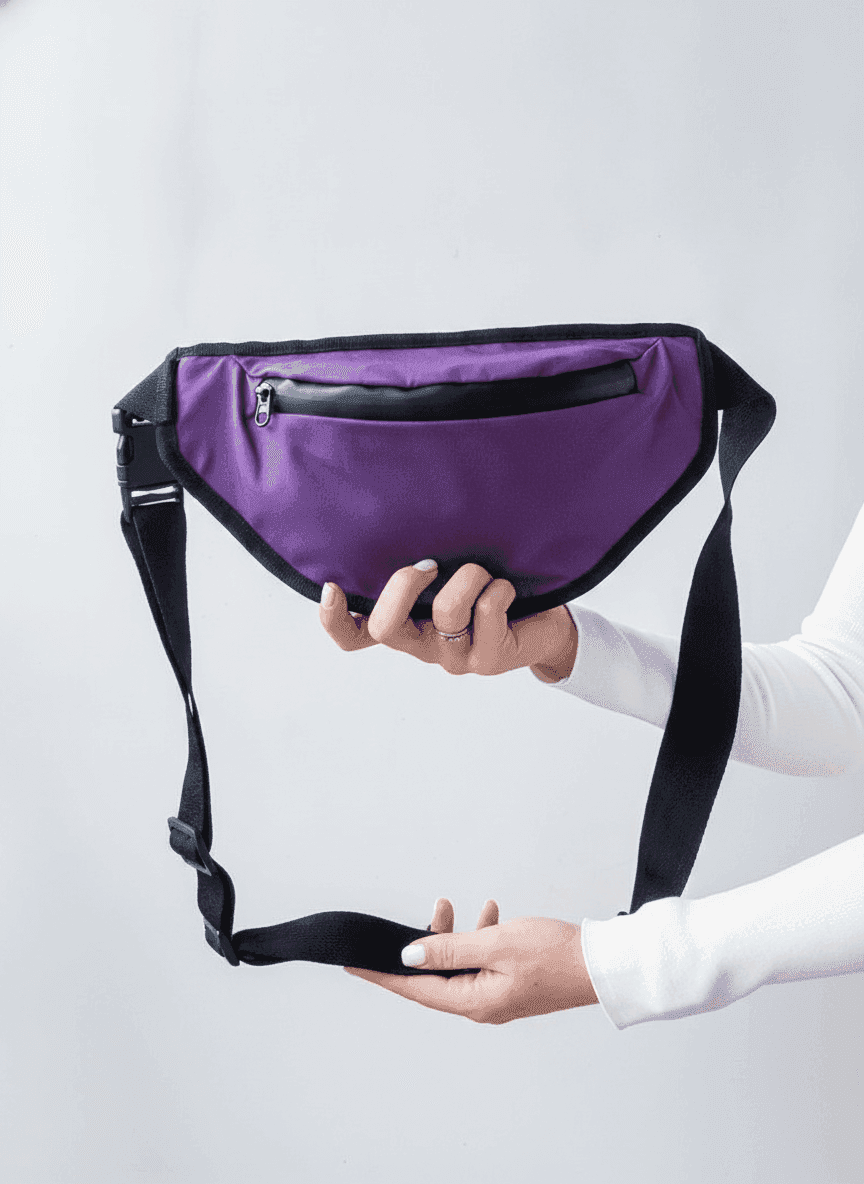 Purple Fanny Pack with Zipper Pocket