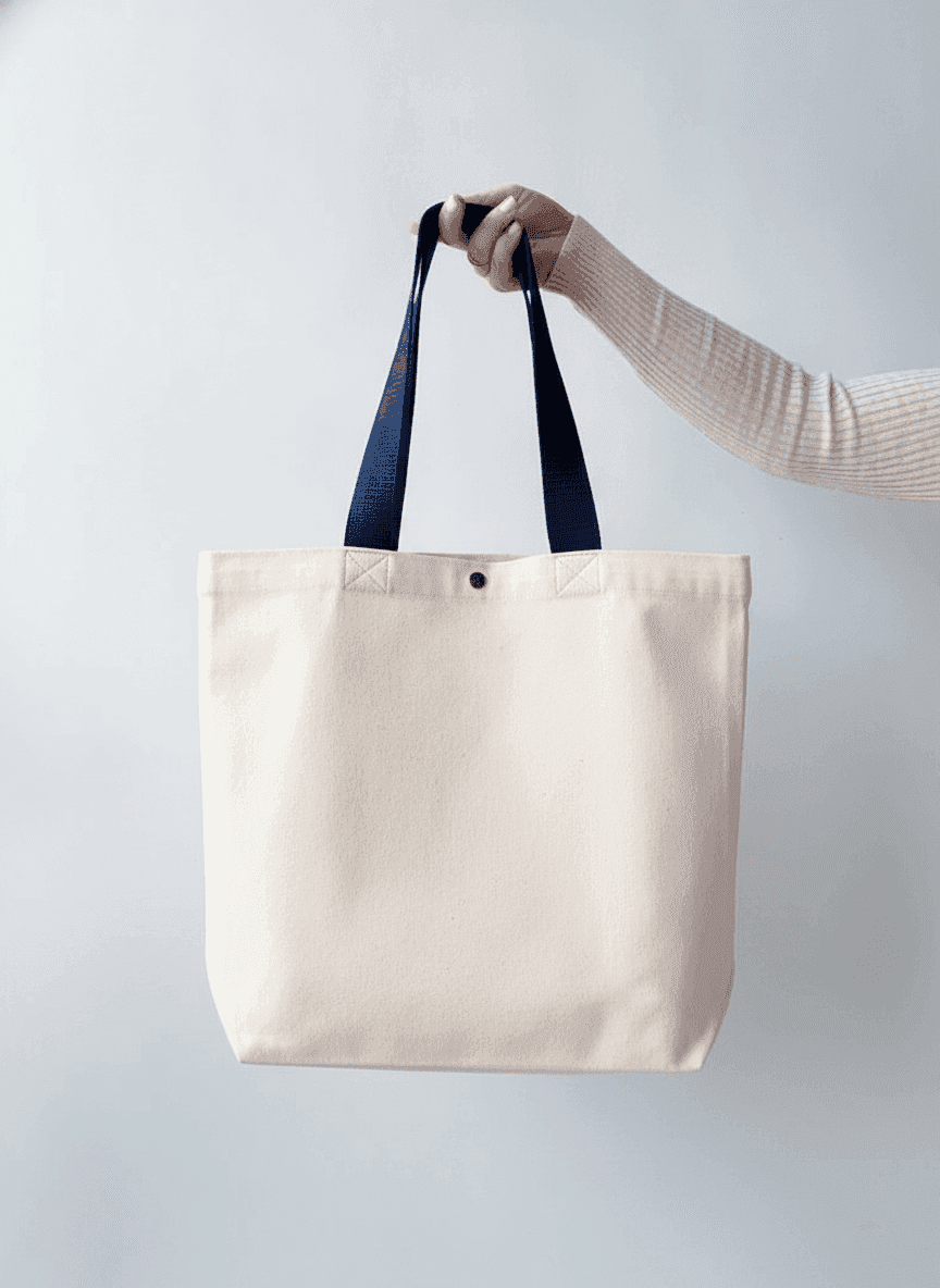 Light Beige Tote with Contrast Handles & Trim