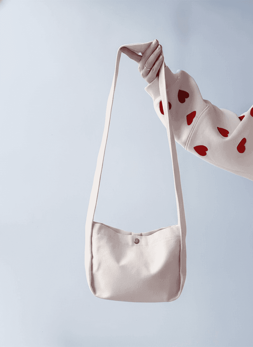 Light Beige Twill Crossbody Bag