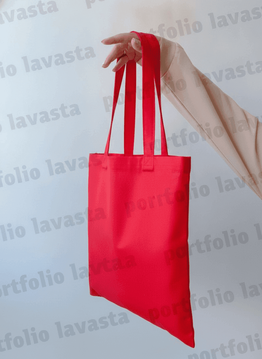 Red sturdy cotton tote bag