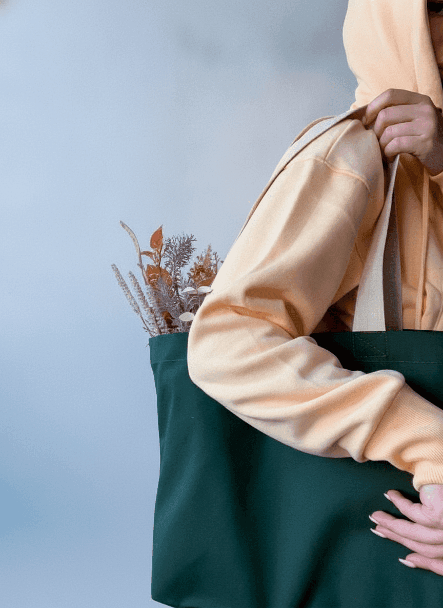Canvas Beach Tote with Flat Bottom