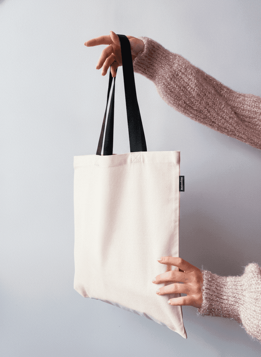 Black Calico Tote Bag with Hugging Raccoon Print
