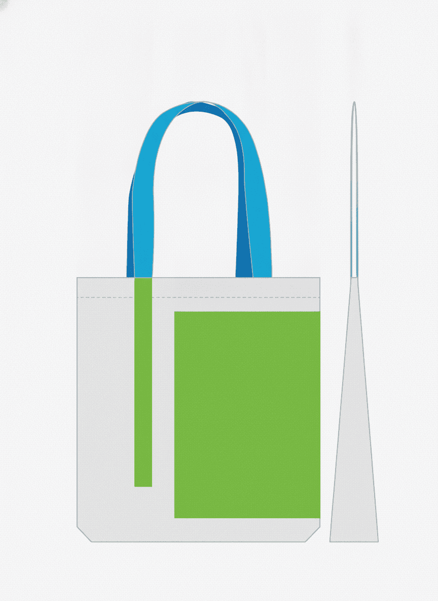 Tote Bag with Sewn Ribbon Handle & Pocket