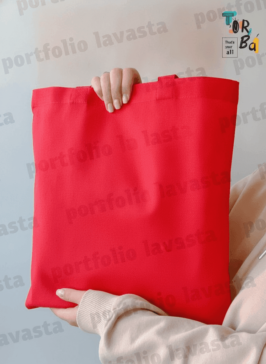 Red sturdy cotton tote bag