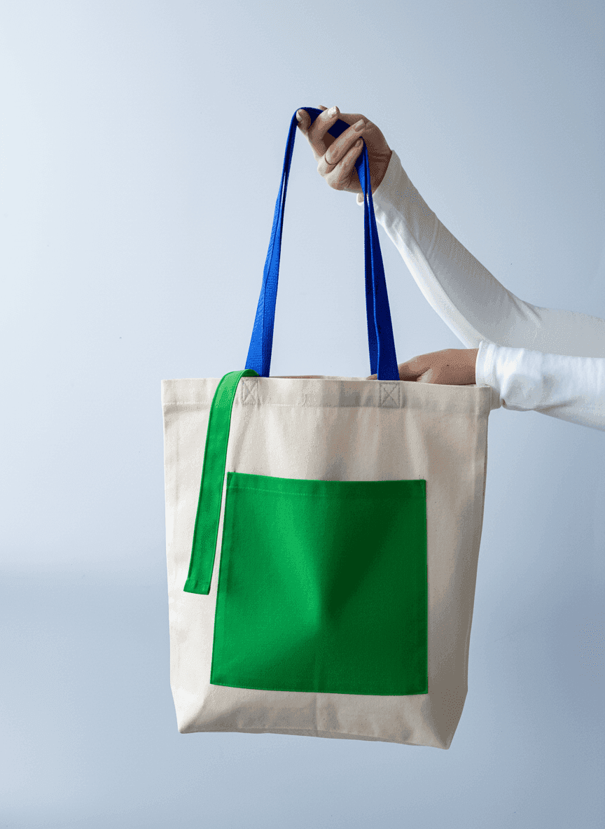 Шоппер из хлопковой саржи с длинными ручками для покупок