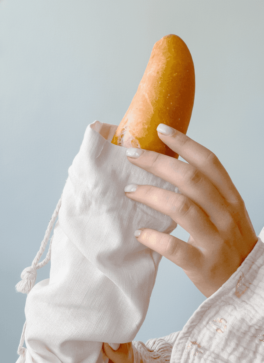Cotton Baguette Bag with Anti-Mold Liner