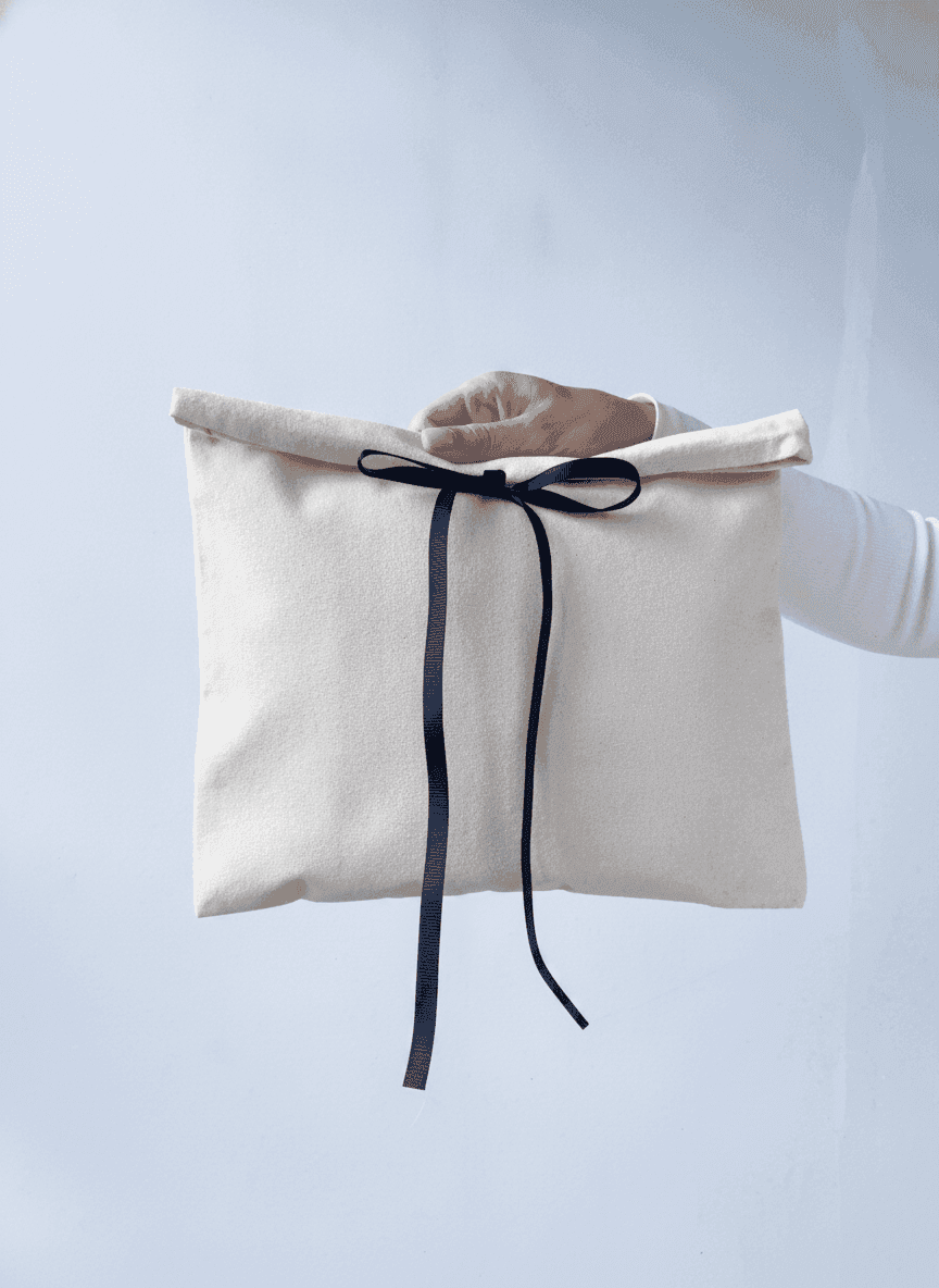 Eco Cotton Envelope with Black Grosgrain Ribbon
