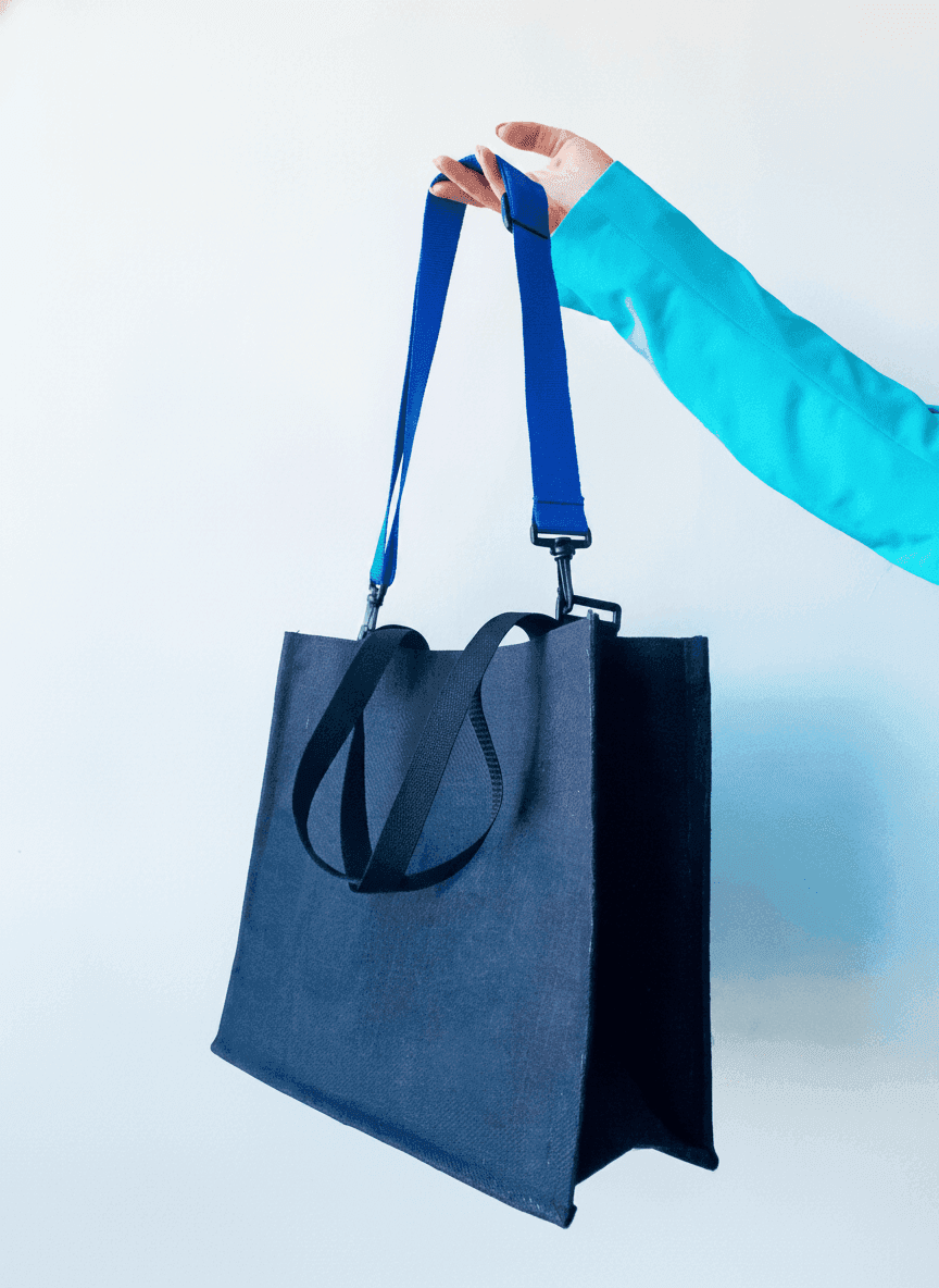 Laminated Jute Tote Bag, Removable Handle