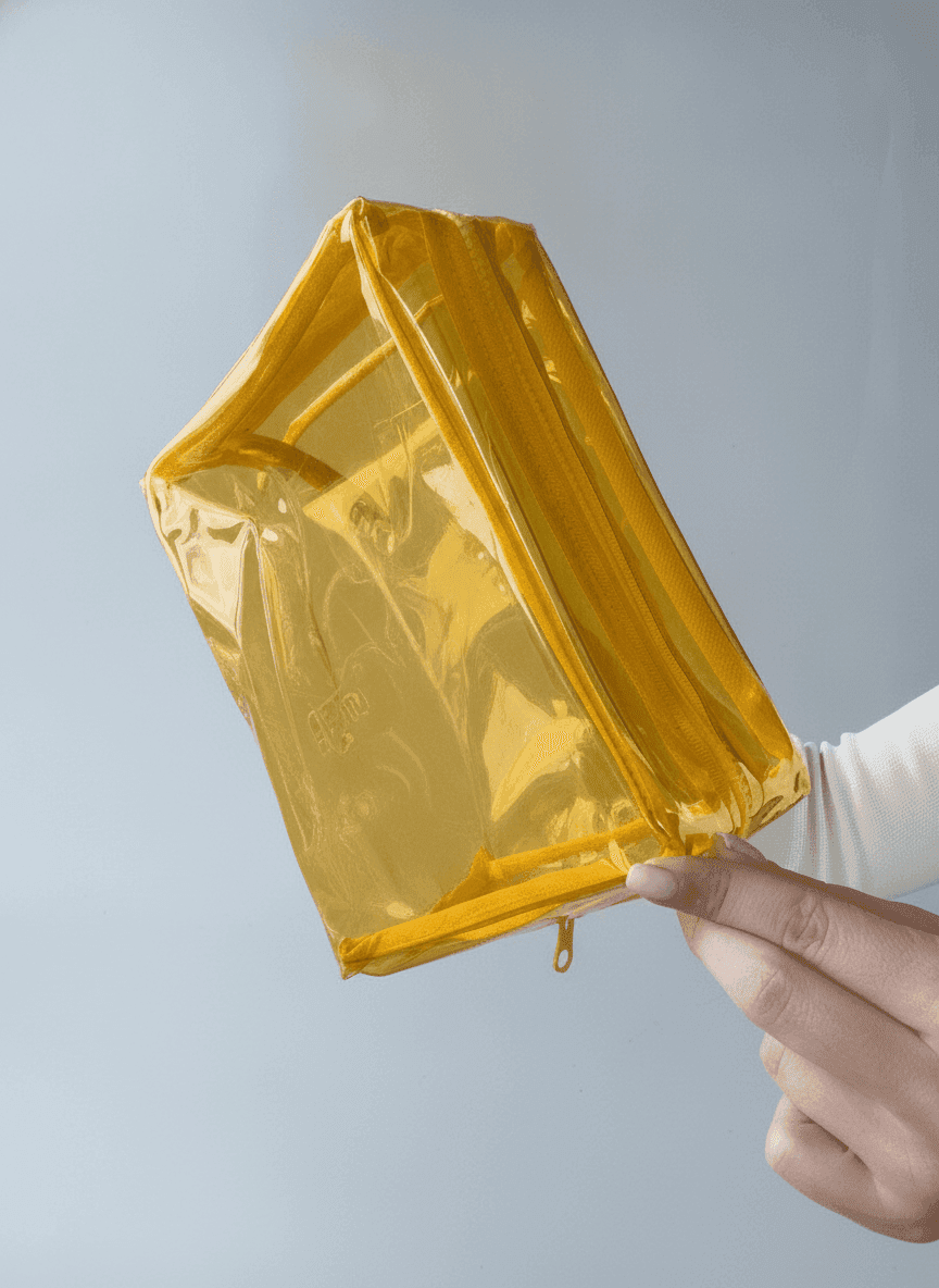 Clear Yellow PVC Makeup Bag, Waterproof