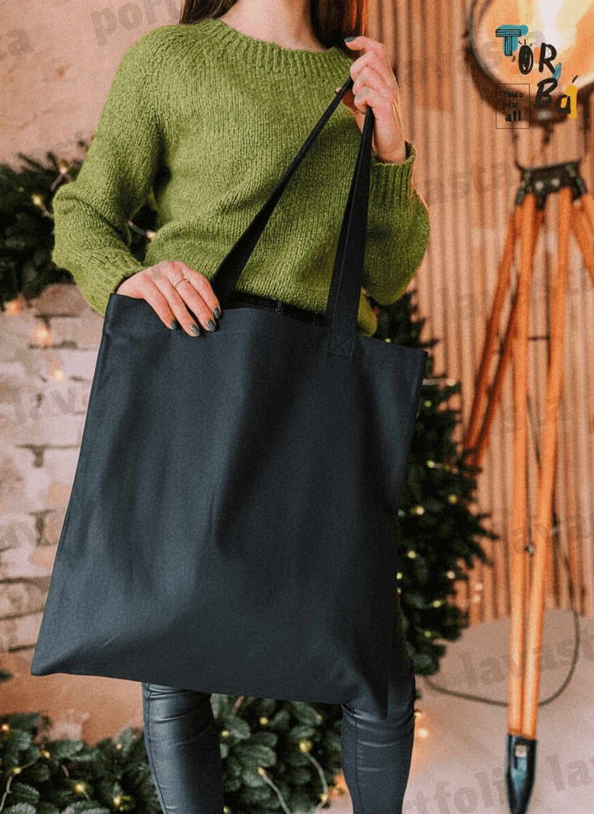 Dark Gray Cotton Tote Bag