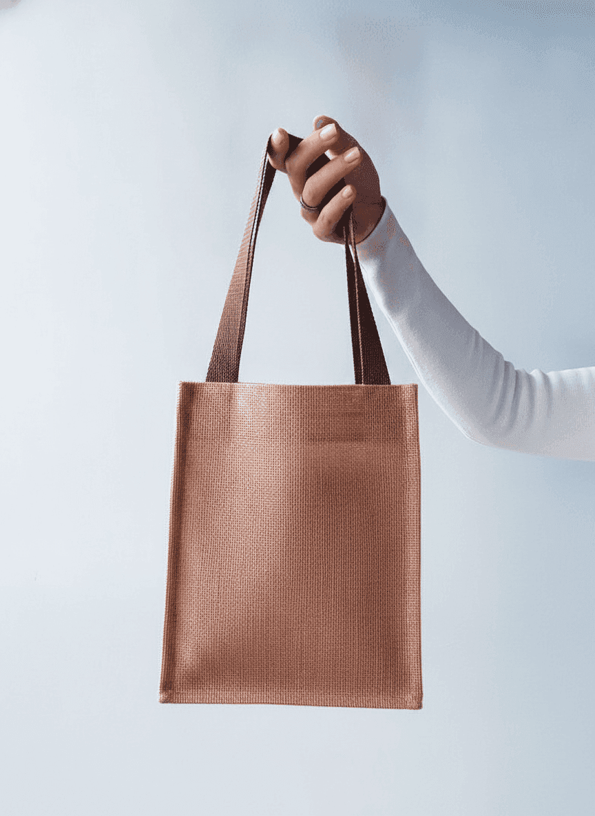 Brown Laminated Jute Tote Bag