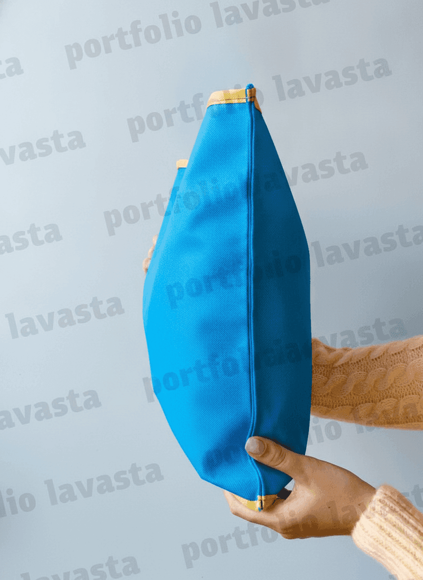 Yellow-Blue Non-Woven Tote with Pocket