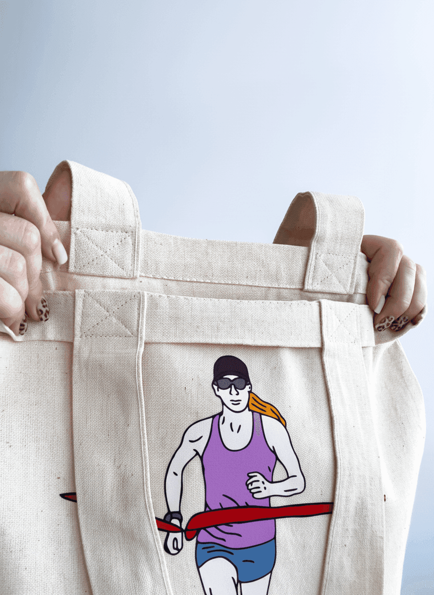 Шоппер из хлопковой двунитки с длинными ручками для покупок