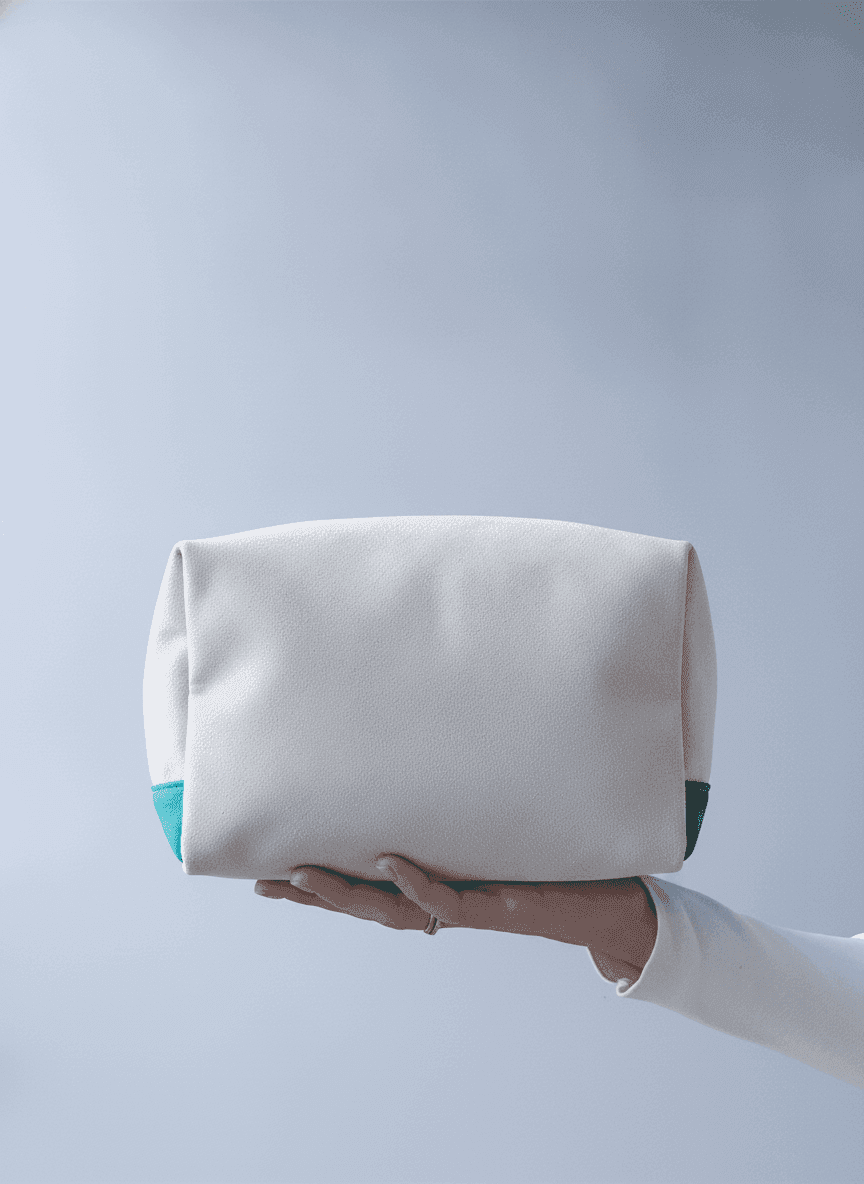 Spacious zippered makeup bag with colorful accents
