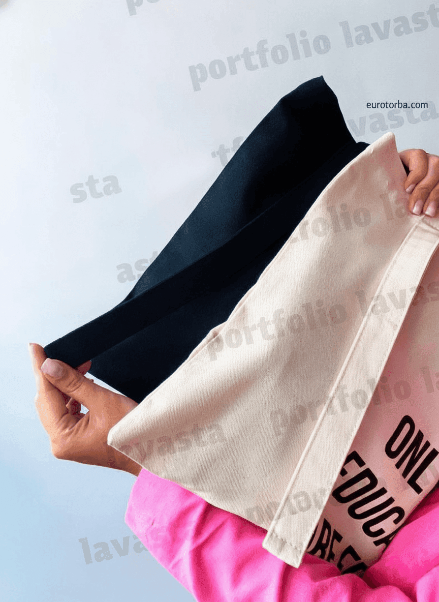 Black Cotton Tote Bag with Long Handles