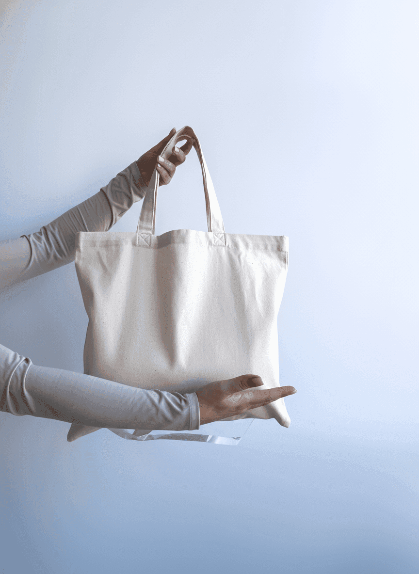 Вертикальний шопер із бавовняної напівпанами, довгі ручки
