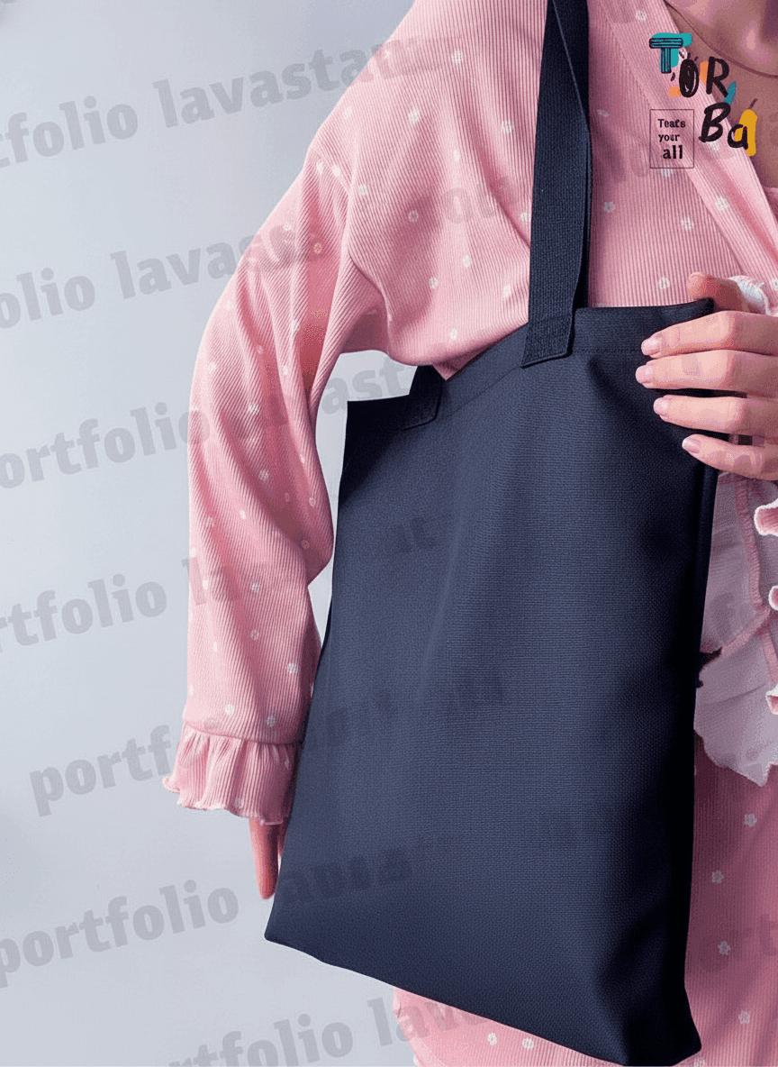 Black Oxford fabric bag with exterior pocket
