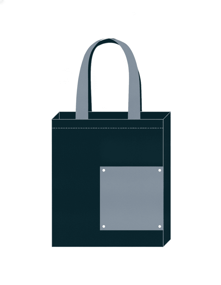 Navy Twill Tote Bag with Reflective Handles & Pocket