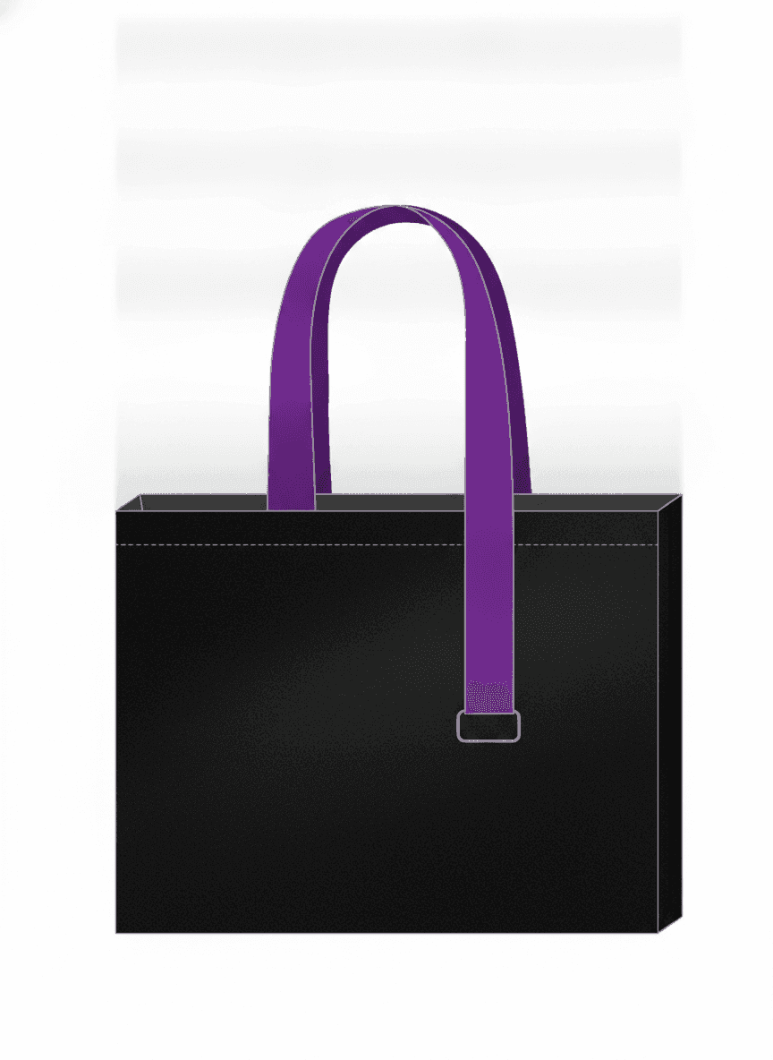 Black Laminated Jute Tote Bag with Ribbon & D-Ring