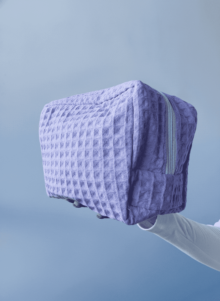 Lavender Waffle Makeup Bag, Zippered