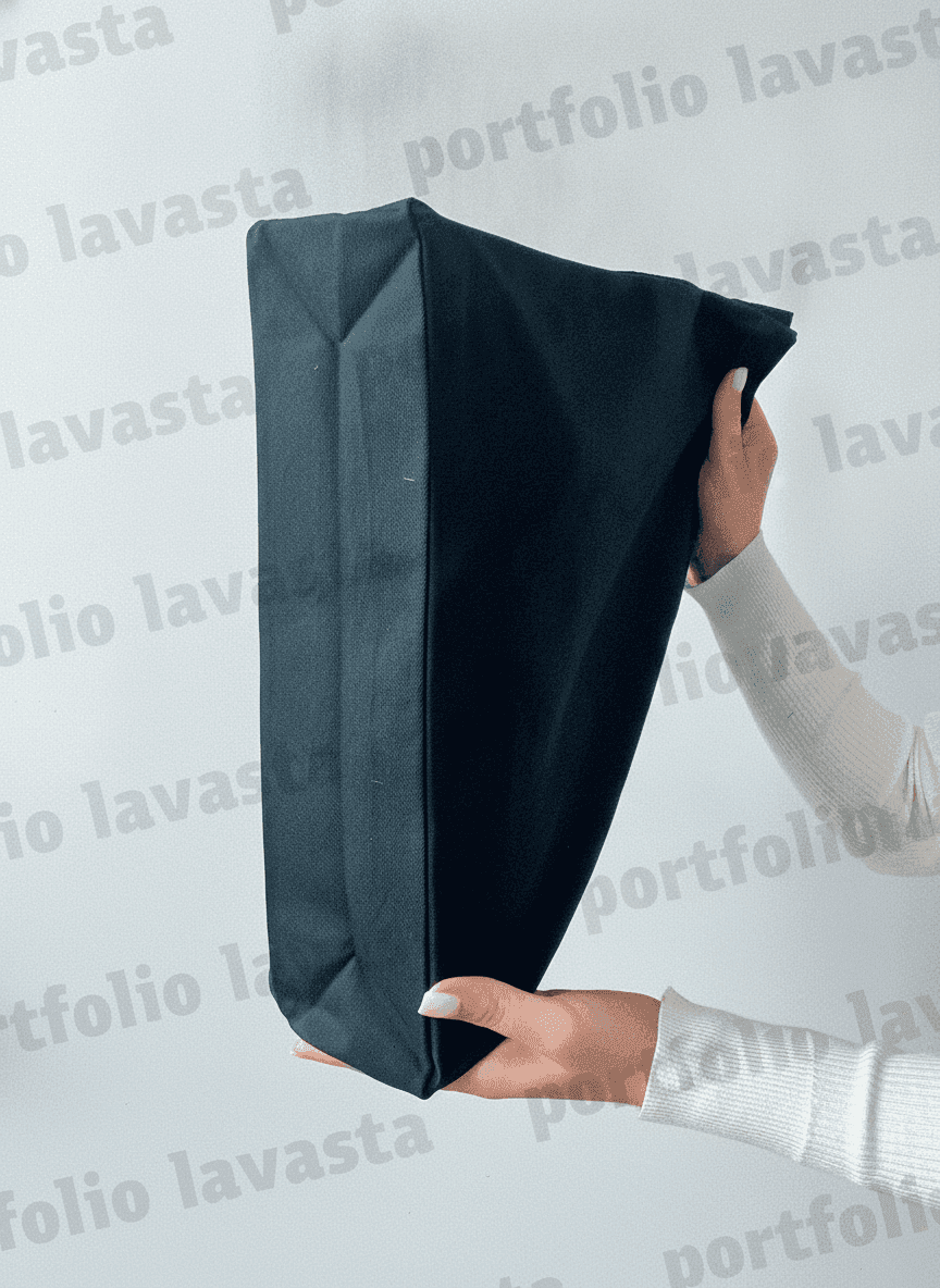 Black Twill Tote Bag with Long Handles