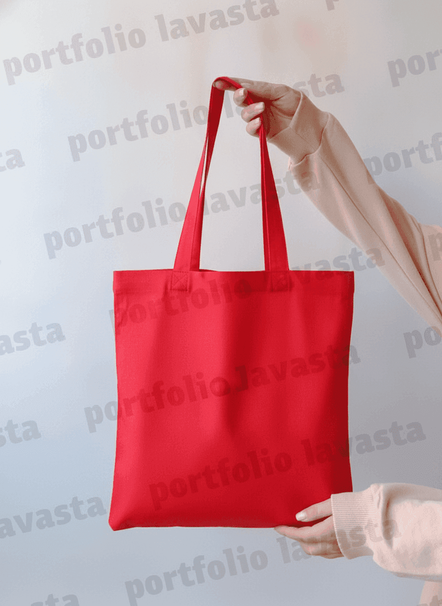 Red sturdy cotton tote bag