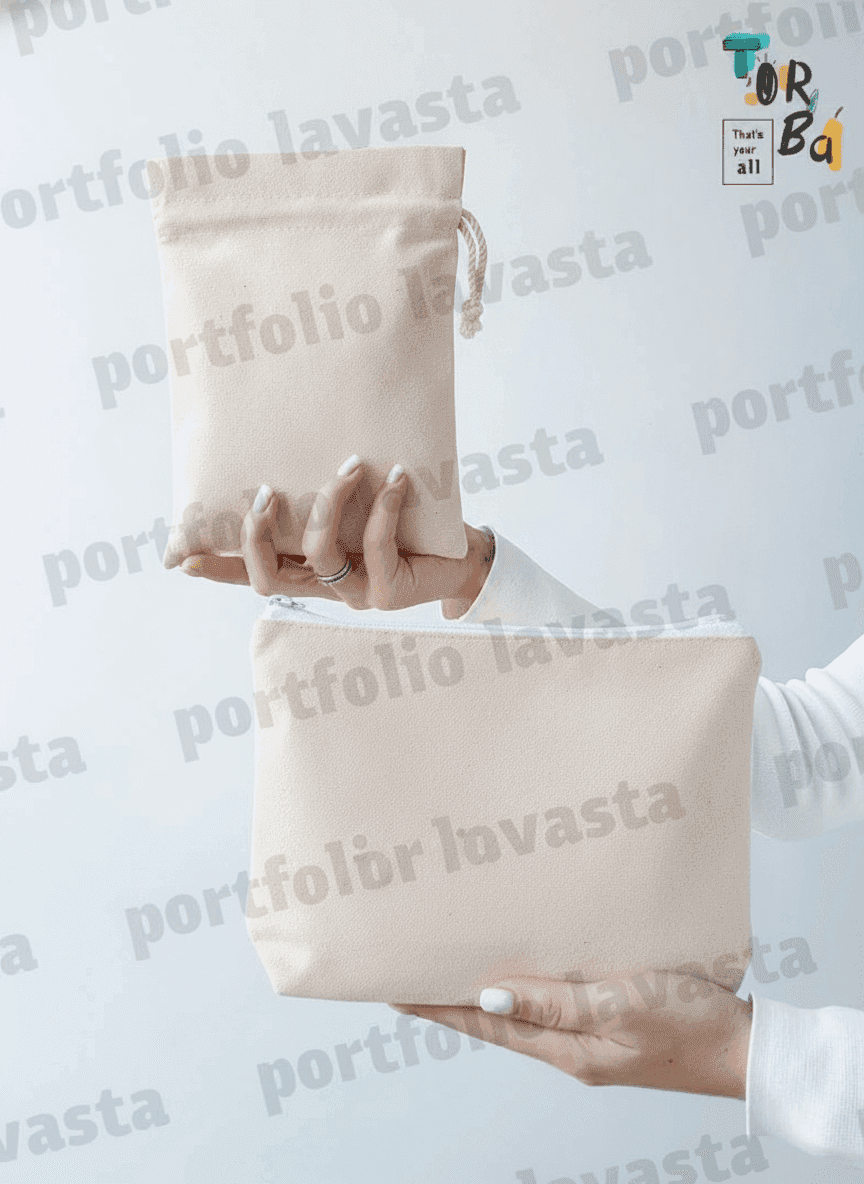 Eco Natural Fabric Zippered Cosmetic Bag