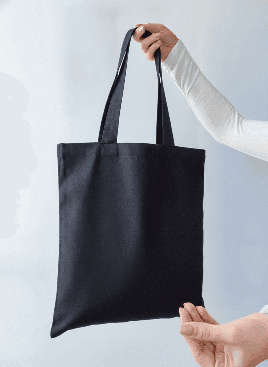 Flat Cotton Twill Tote with Black Handles