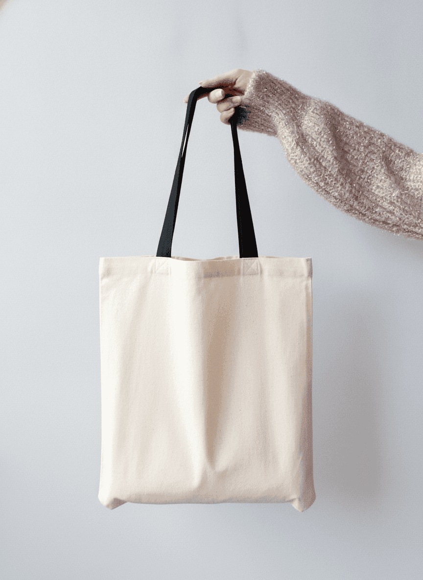 Printed Calico Tote Bag - Black