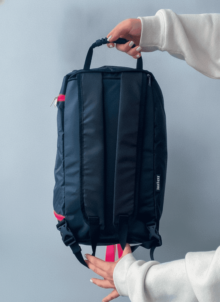 Black Gym Backpack with Pink Accents