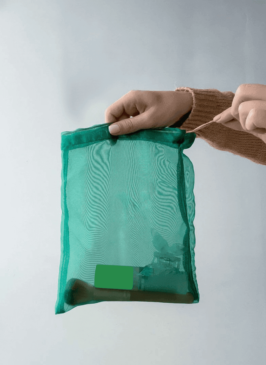 Clear Mesh Drawstring Makeup Pouch