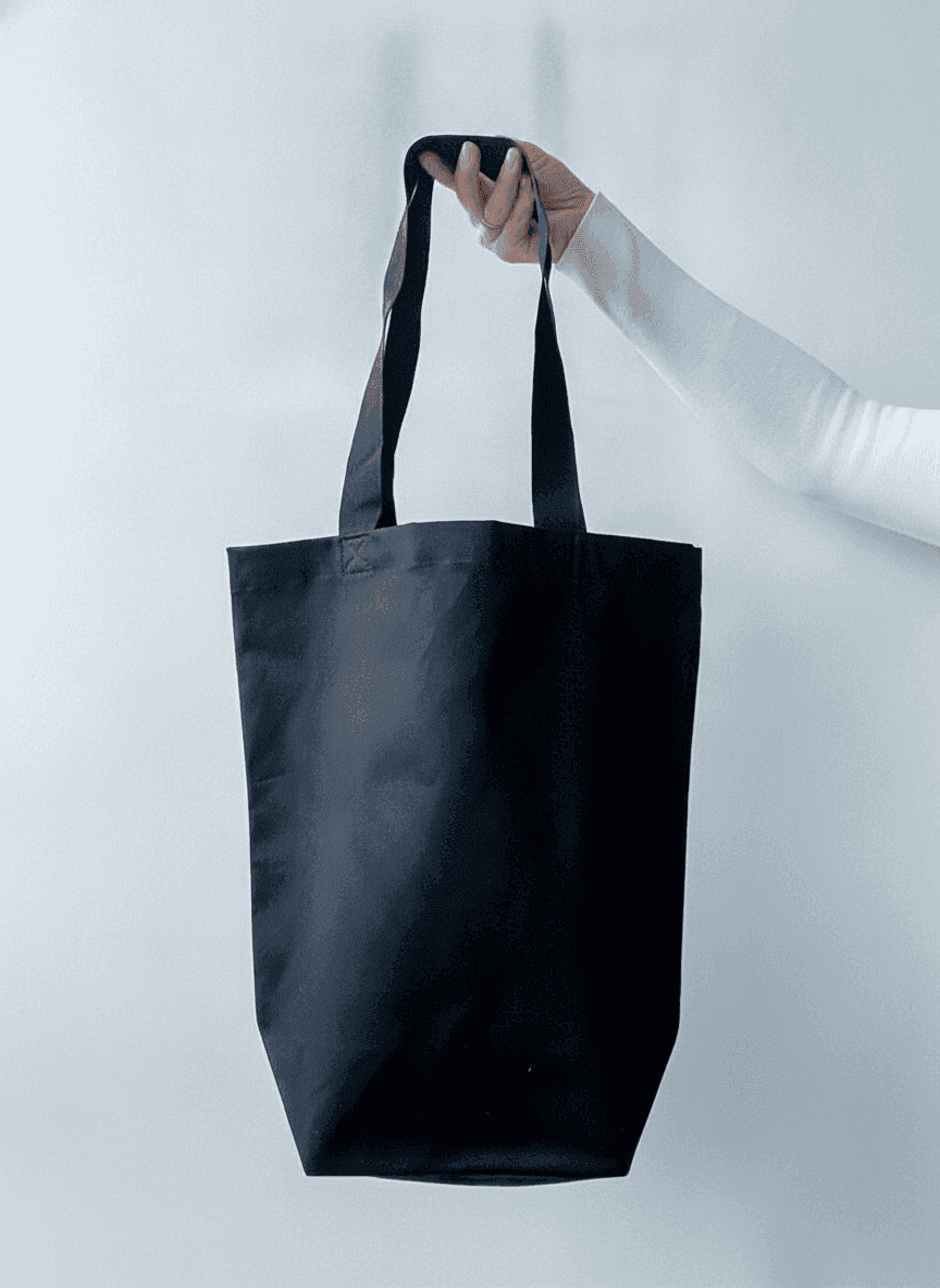 Sturdy Black Lavasta Tote Bag, Wide Bottom