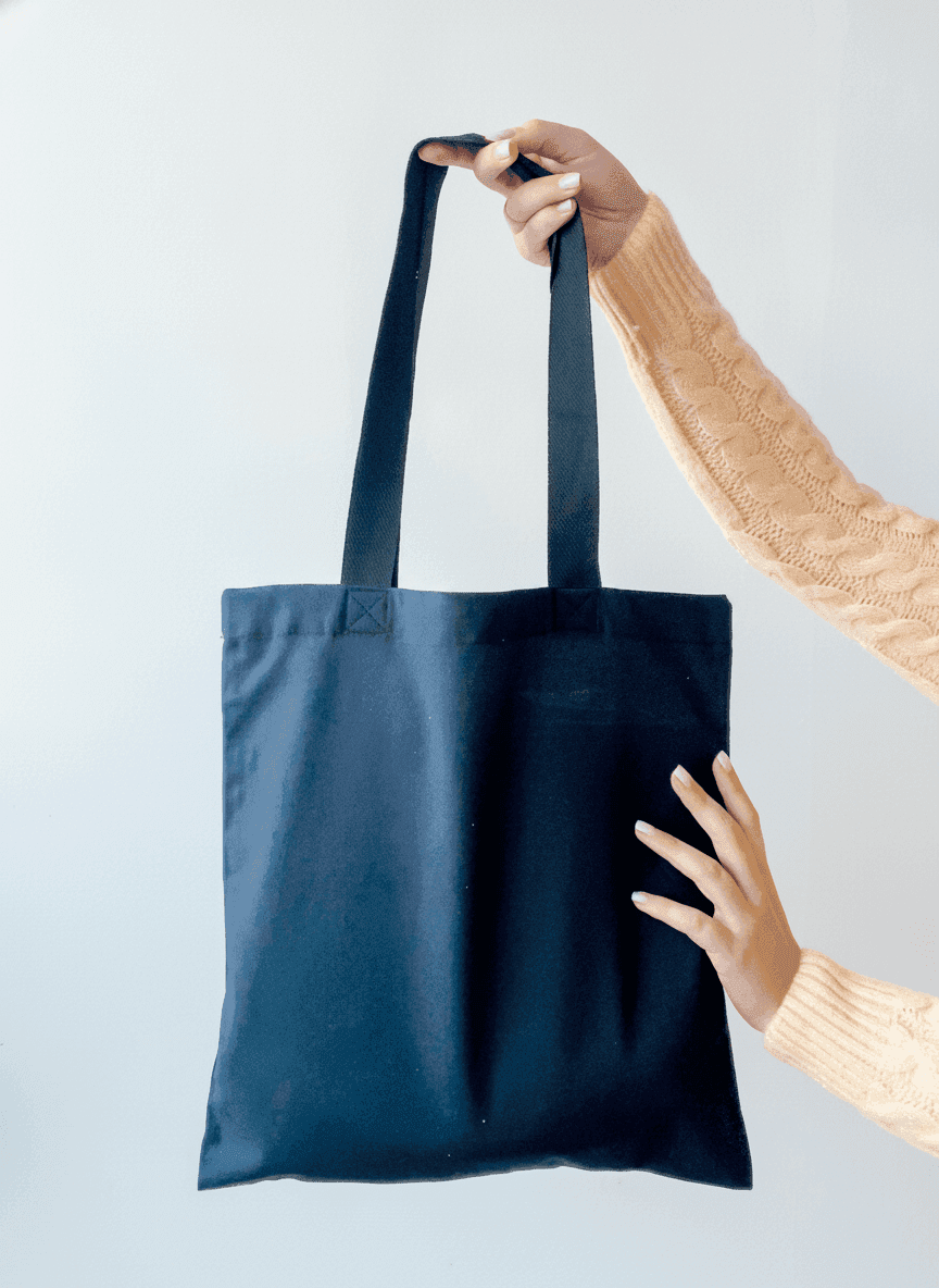 Lightweight Black Cotton Tote Bag