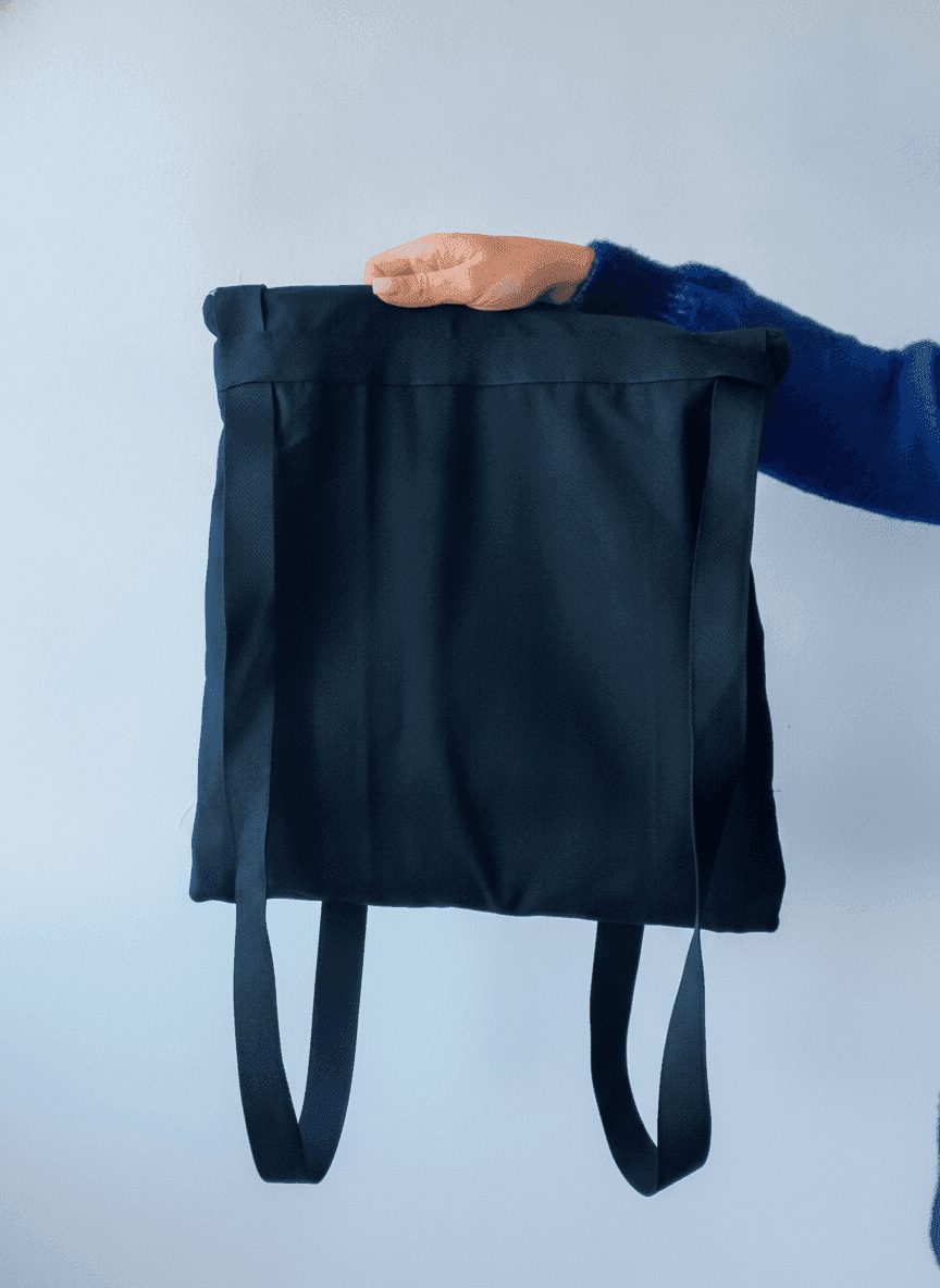 Convertible Cotton Tote Backpack Black