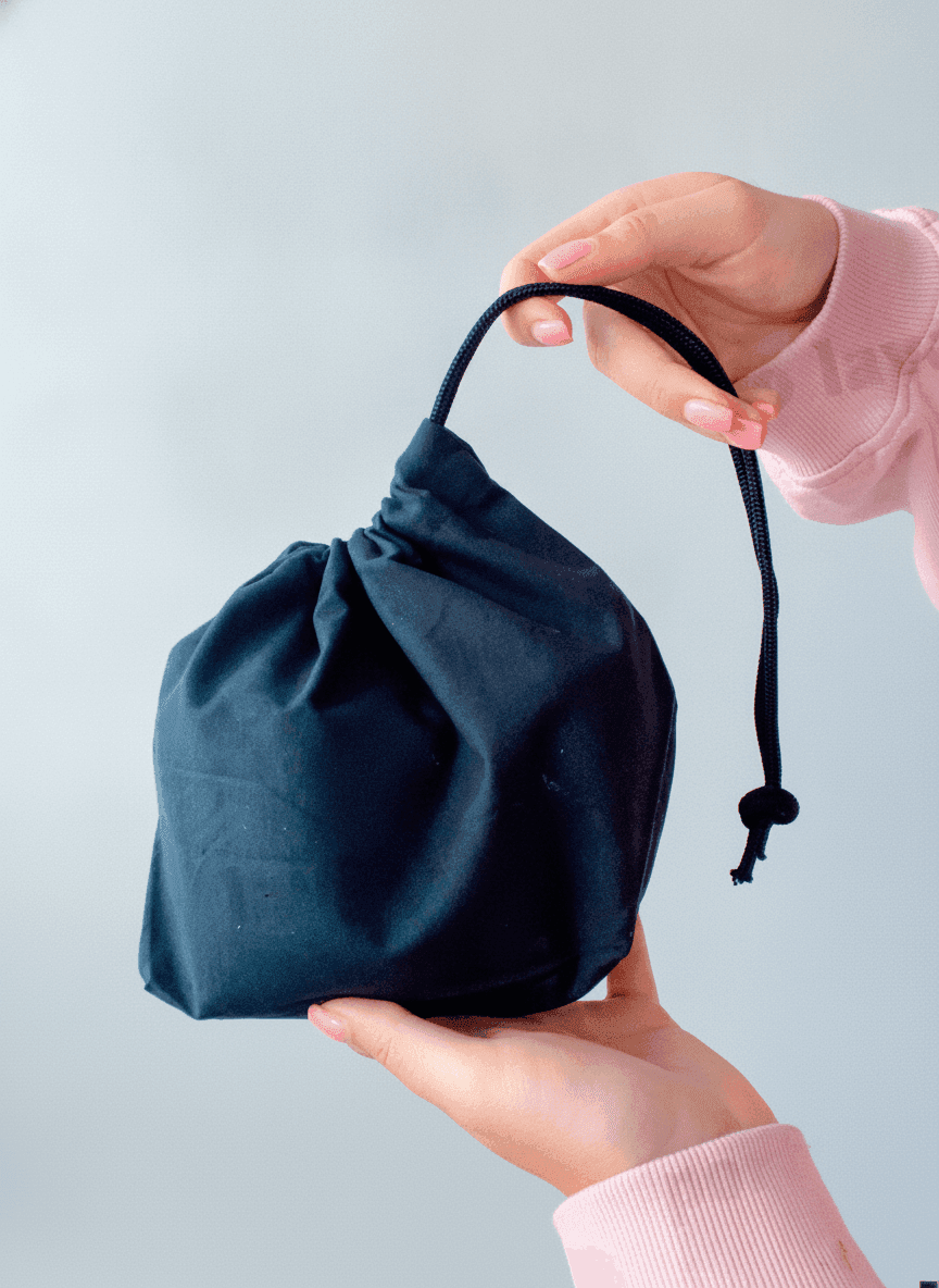 Wide Black Calico Pouch