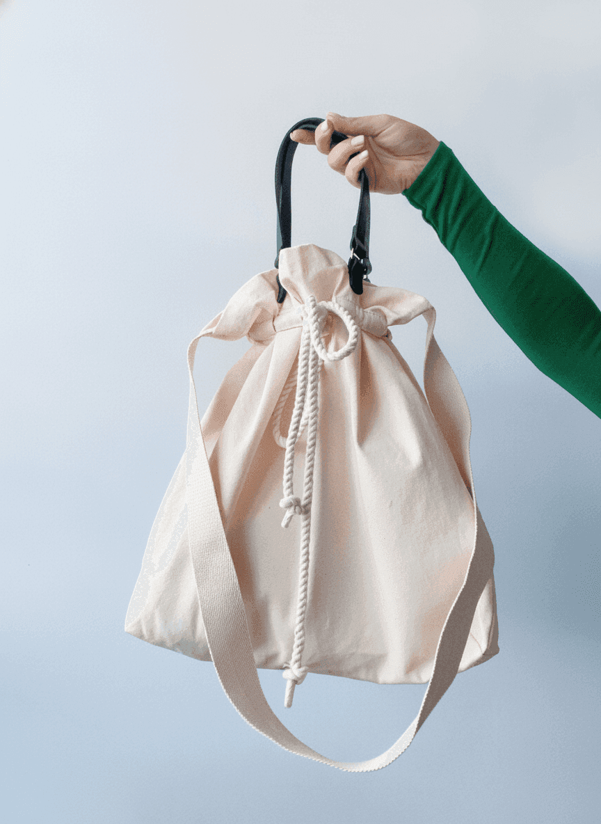 Tote Bag with Leather Handles & Crossbody Strap