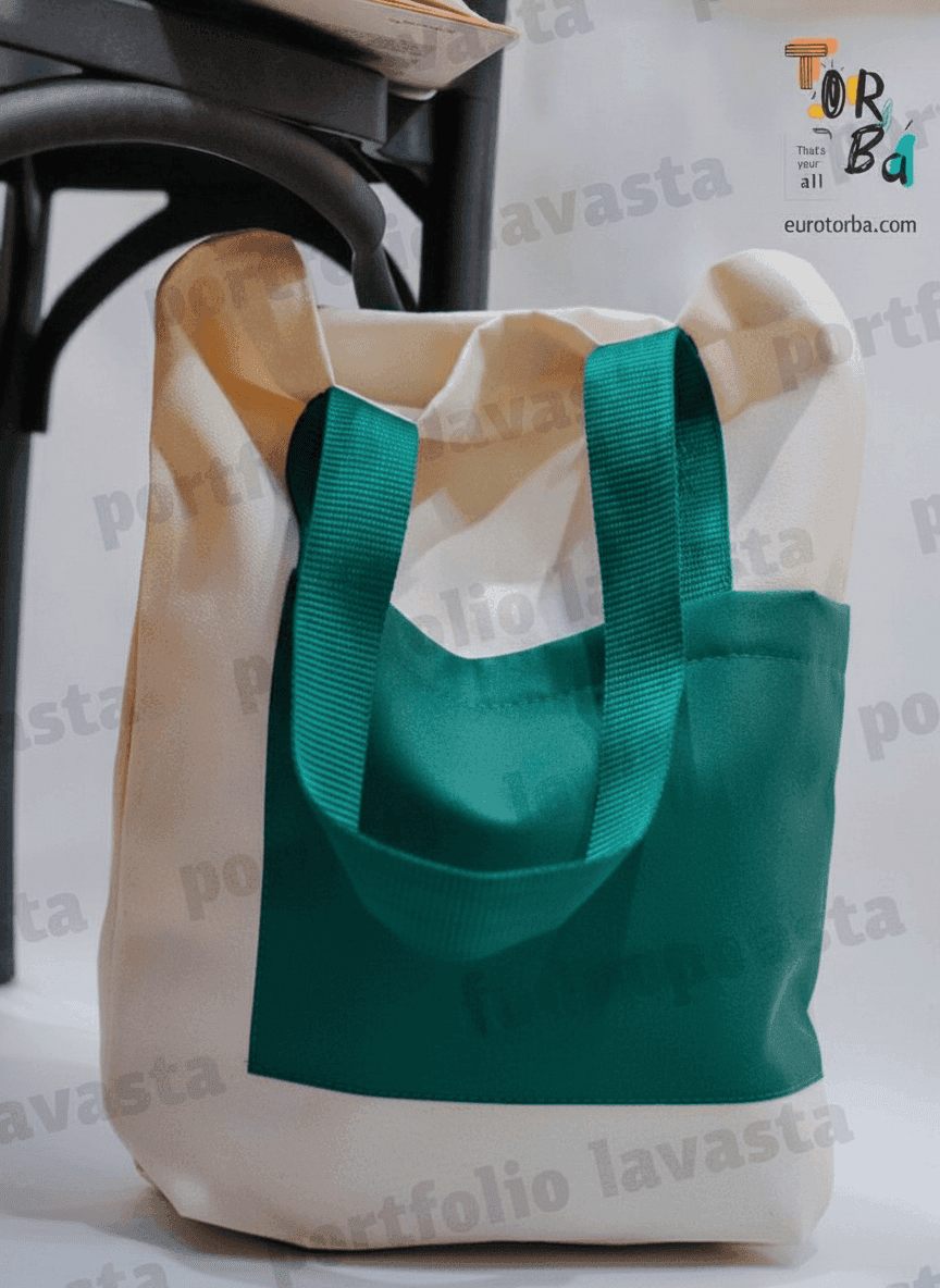 Box-Bottom Tote Bag with Twill Pocket