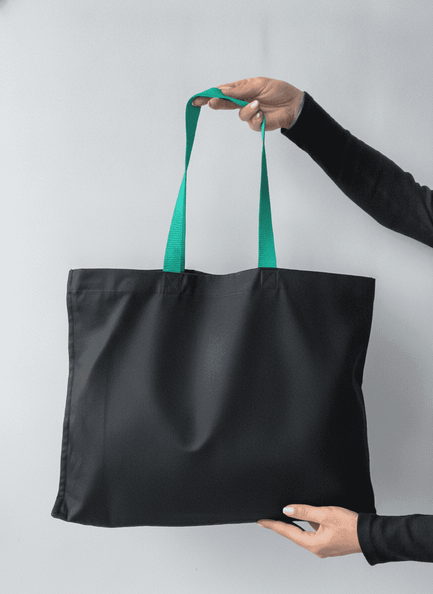 Spacious Twill Tote with Ribbon