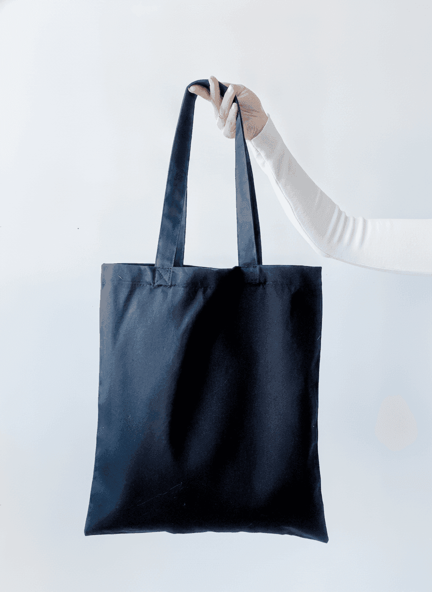 Black Natural Fabric Tote Bag