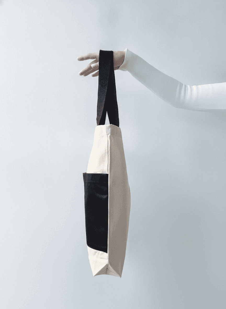 Natural Fabric Tote Bag with Pocket & Contrast Trim