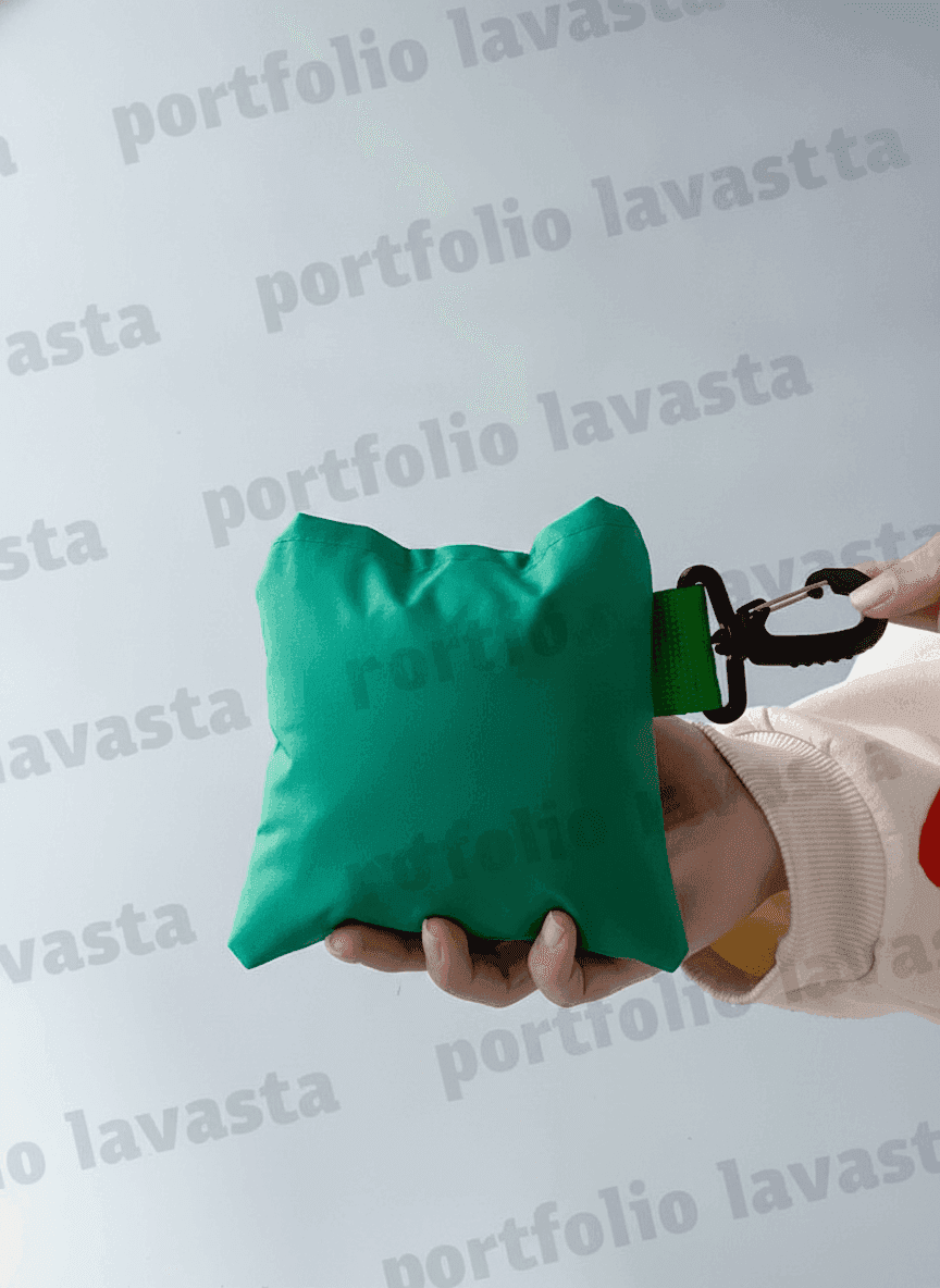 Compact Foldable Green Tote Bag with Pouch